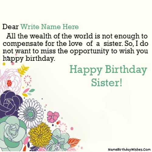 Birthday Wishes For Younger And Elder Sisters With Name